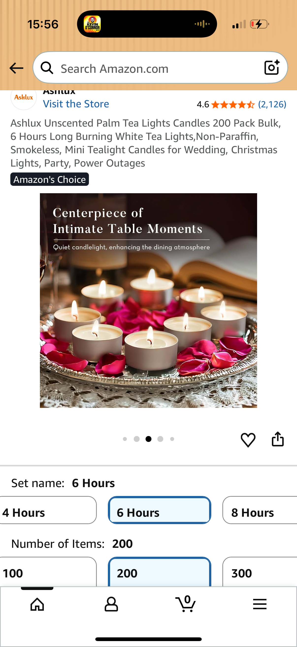 Ashlux Unscented Palm Tea Lights Candles 200 Pack Bulk, 6 Hours Long Burning White Tea Lights,Non-Paraffin, Smokeless, Mini Tealight Candles for Wedding, Christmas Lights, Party, Power Outages