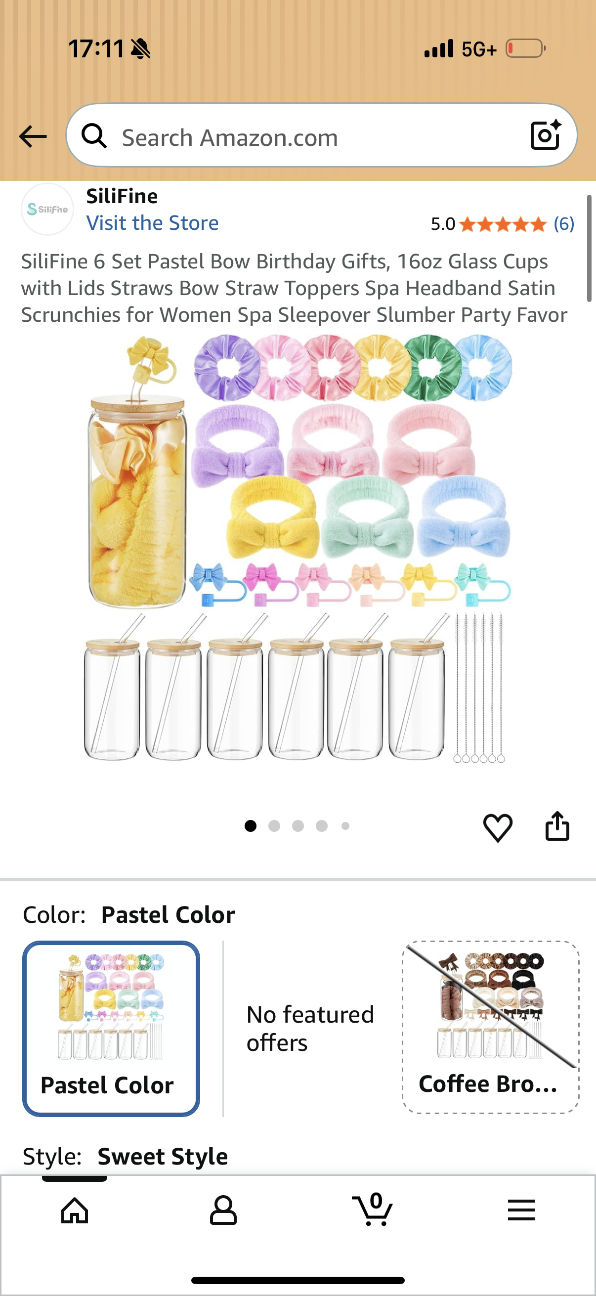 SiliFine 6 Set Pastel Bow Birthday Gifts, 16oz Glass Cups with Lids Straws Bow Straw Toppers Spa Headband Satin Scrunchies for Women Spa Sleepover Slumber Party Favor