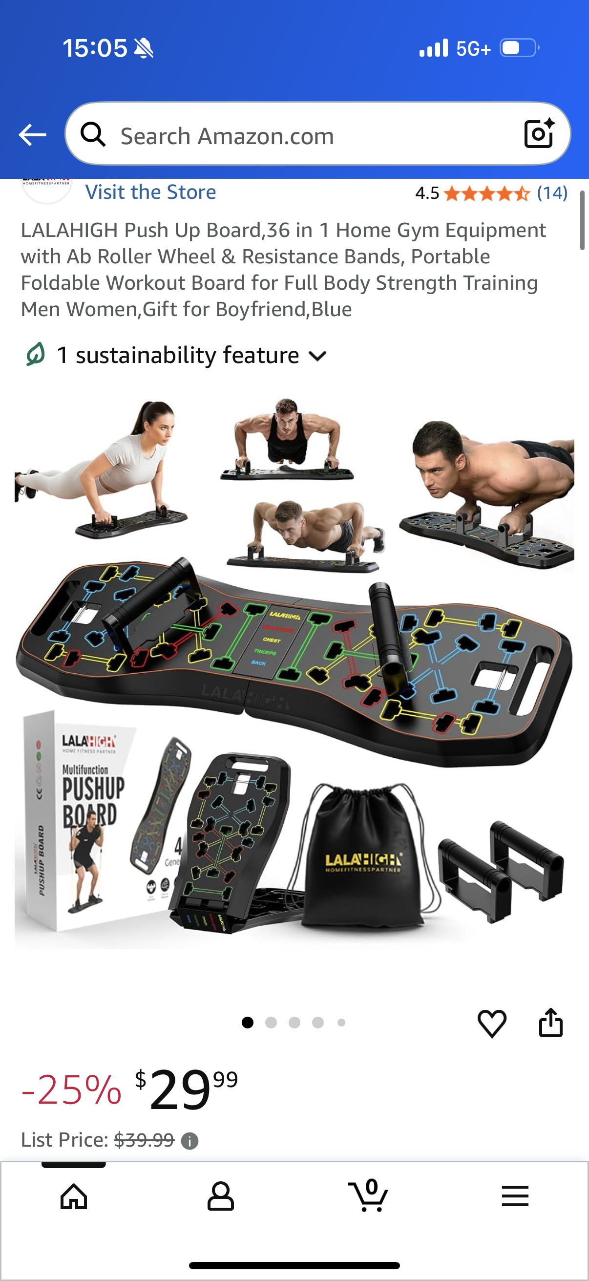 Push Up Board,36 in 1 Home Gym Equipment with Ab Roller Wheel & Resistance Bands, Portable Foldable Workout Board for Full Body Strength Training Men Women