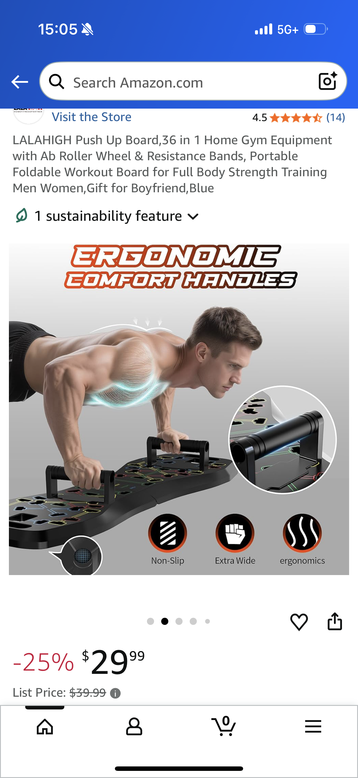 Push Up Board,36 in 1 Home Gym Equipment with Ab Roller Wheel & Resistance Bands, Portable Foldable Workout Board for Full Body Strength Training Men Women