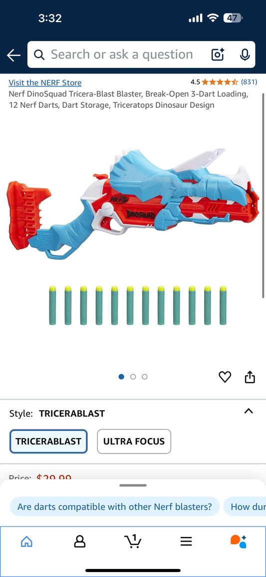 NERF DinoSquad Tricerablast Blaster