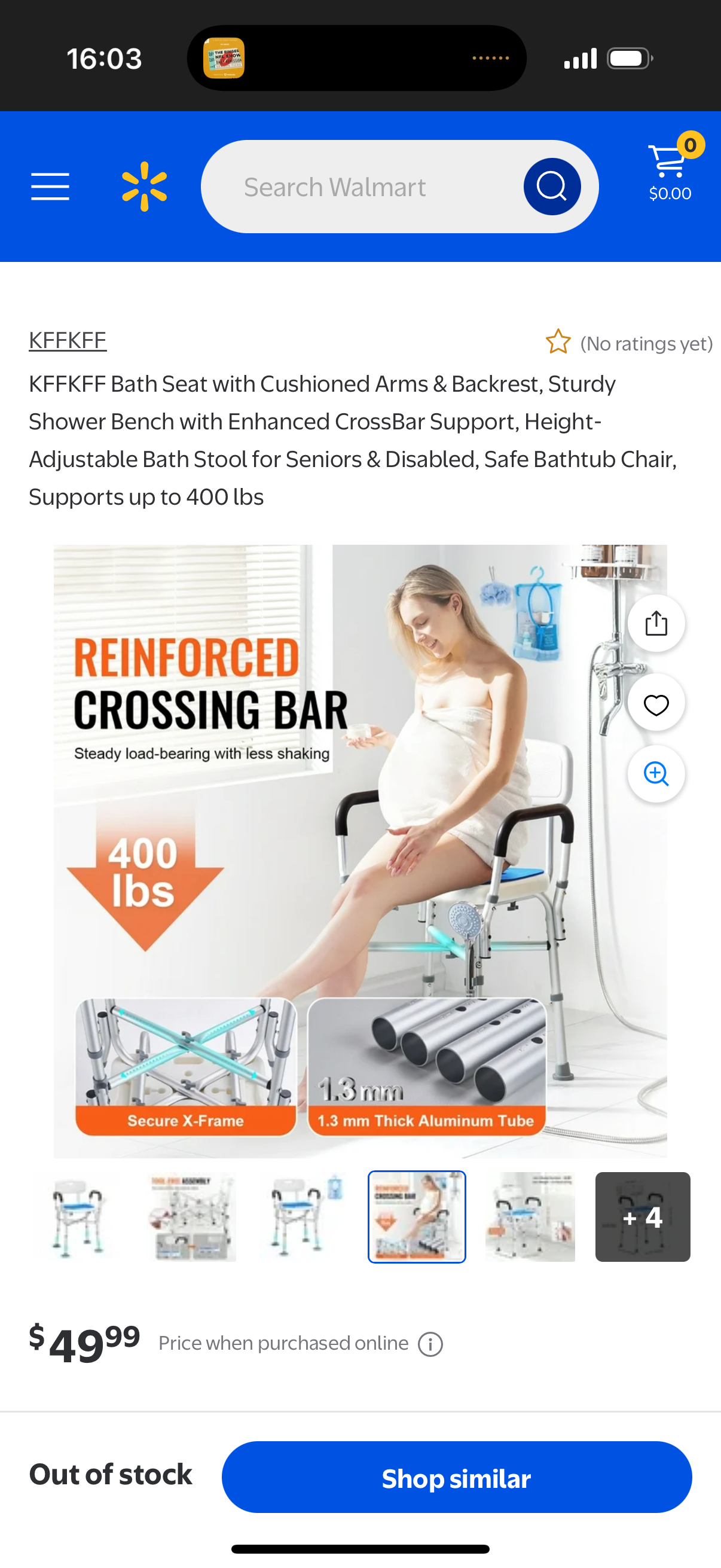 Bath Seat with Cushioned Arms & Backrest, Sturdy Shower Bench with Enhanced CrossBar Support, Height-Adjustable Bath Stool for Seniors & Disabled, Safe Bathtub Chair, Supports up to 400 lbs