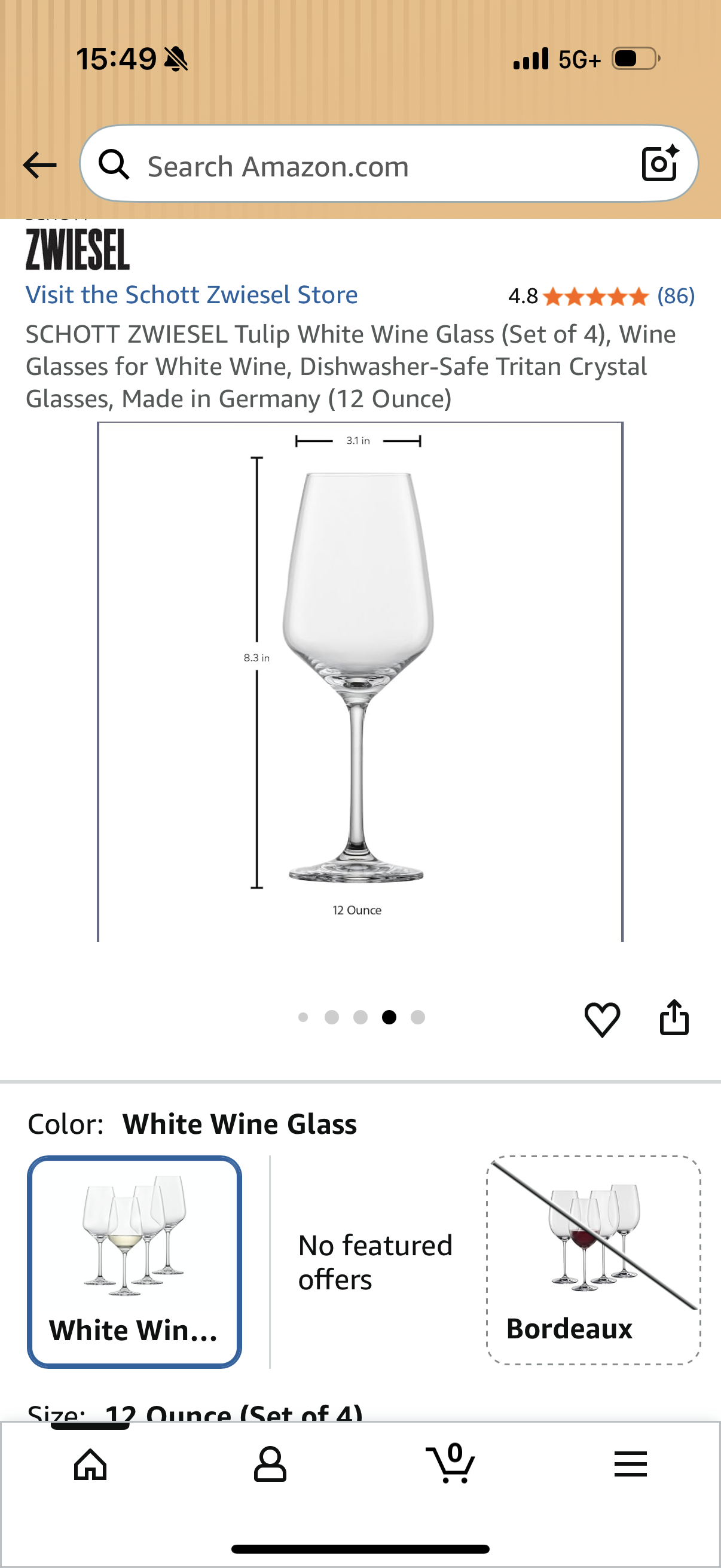 Tulip White Wine Glass (Set of 4), Wine Glasses for White Wine, Dishwasher-Safe Tritan Crystal Glasses, Made in Germany (12 Ounce)