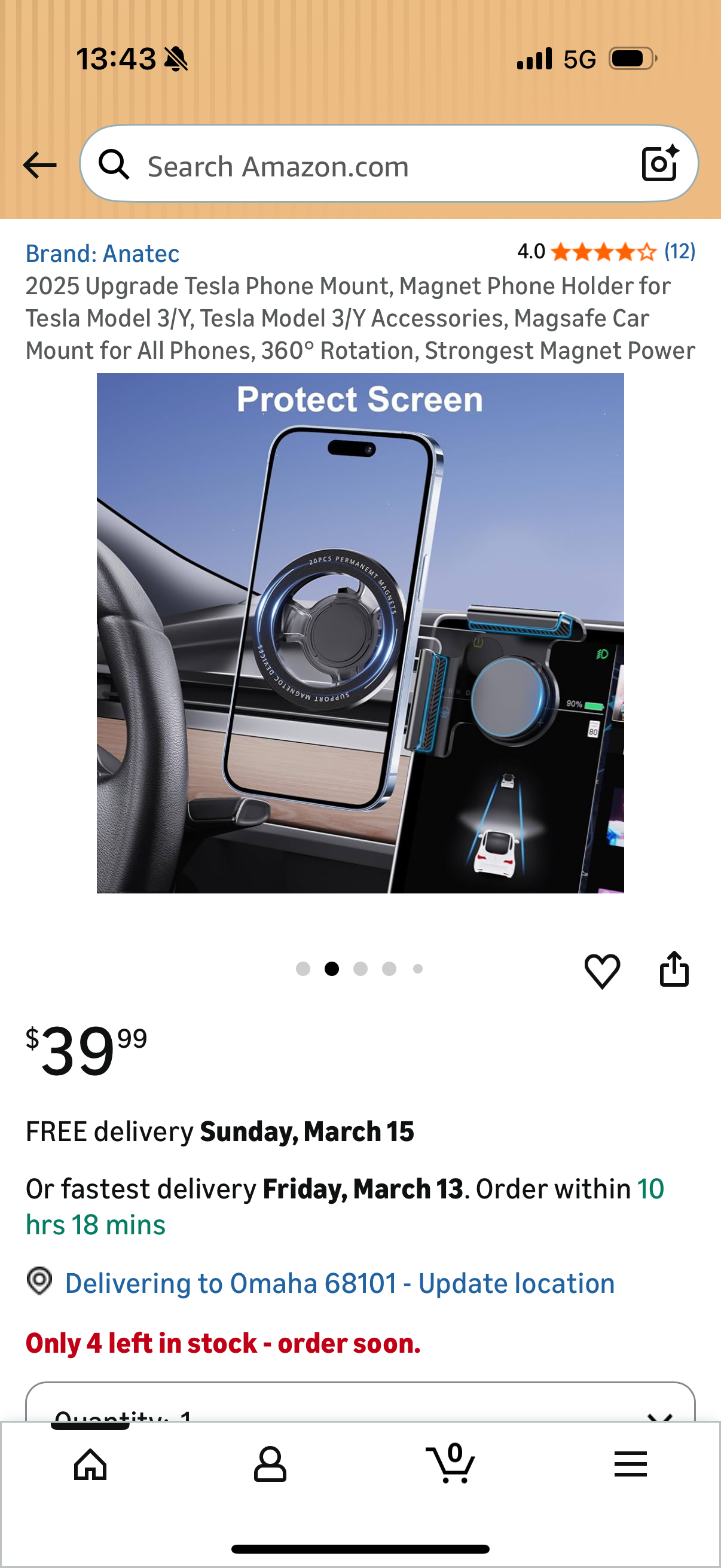 Tesla Phone Mount, Magnet Phone Holder for Tesla Model 3/Y, Tesla Model 3/Y Accessories, Magsafe Car Mount for All Phones, 360° Rotation, Strongest Magnet Power