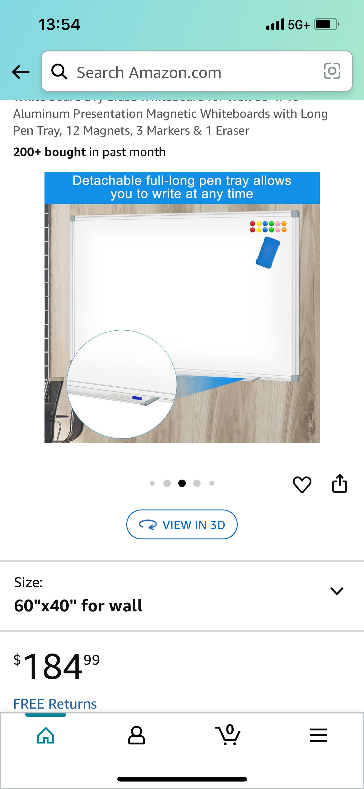Magnetic Dry Erase Board 60”x40” (O404)