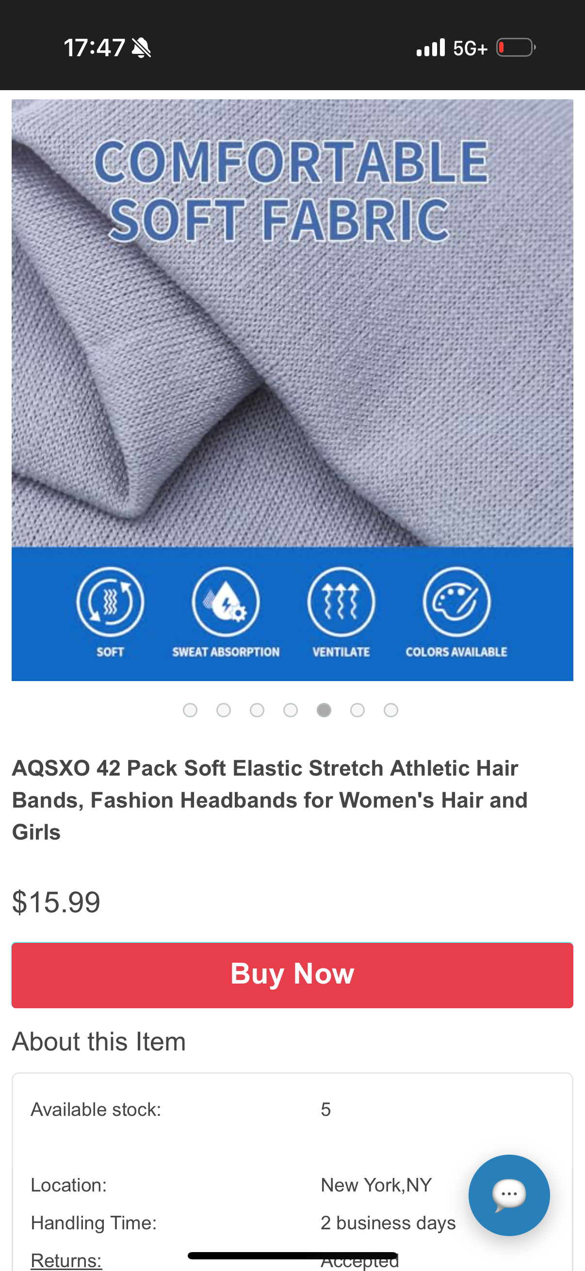 42 Pack Soft Elastic Stretch Athletic Hair Bands, Fashion Headbands for Women's Hair and Girls