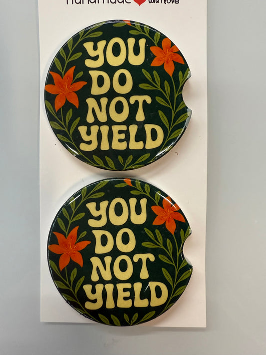 You Do Not Yield Set of 2 Car Coasters