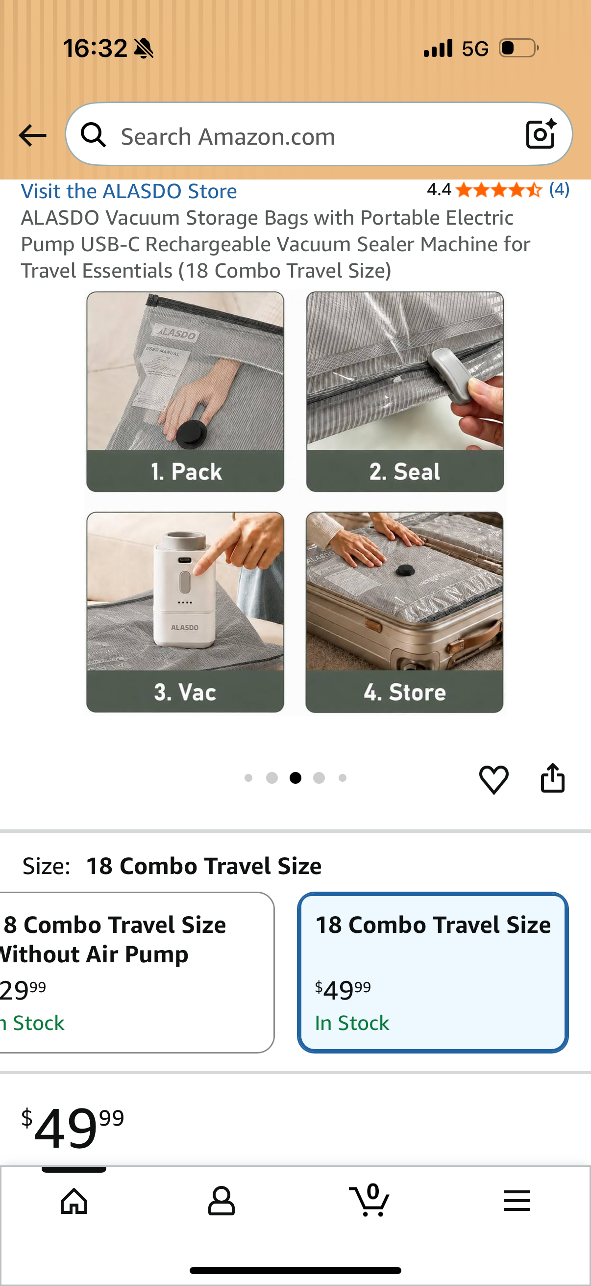 ALASDO Vacuum Storage Bags with Portable Electric Pump USB-C Rechargeable Vacuum Sealer Machine for Travel Essentials (18 Combo Travel Size)