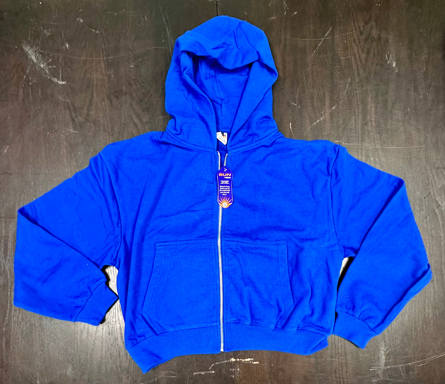 Royal Blue Zippered Hooded Sweatshirt (Small)