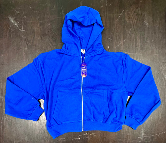 Royal Blue Zippered Hooded Sweatshirt (Small)