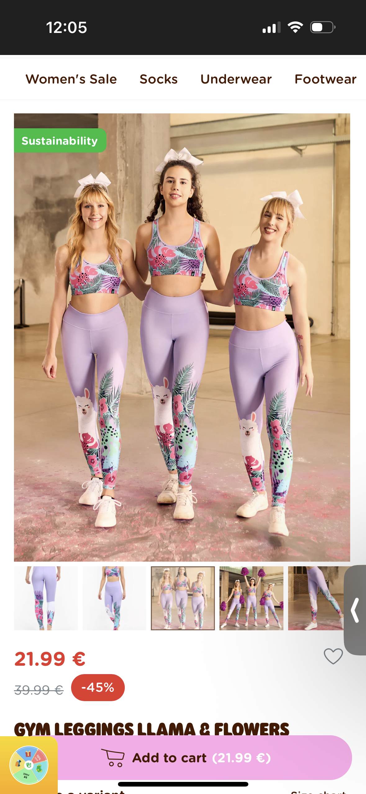 Llama And Flower Gym Leggings (size M)