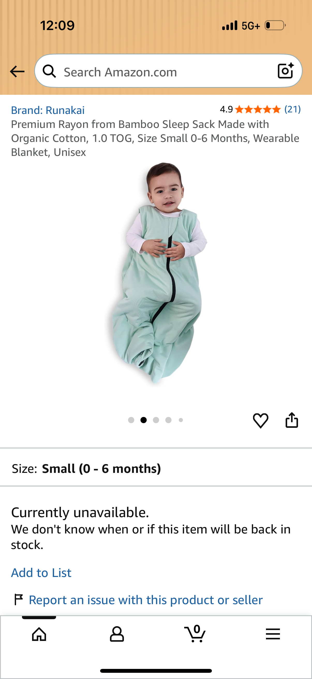 Premium Rayon from Bamboo Sleep Sack Made with Organic Cotton, 1.0 TOG, Size Small 0-6 Months, Wearable Blanket, Unisex
