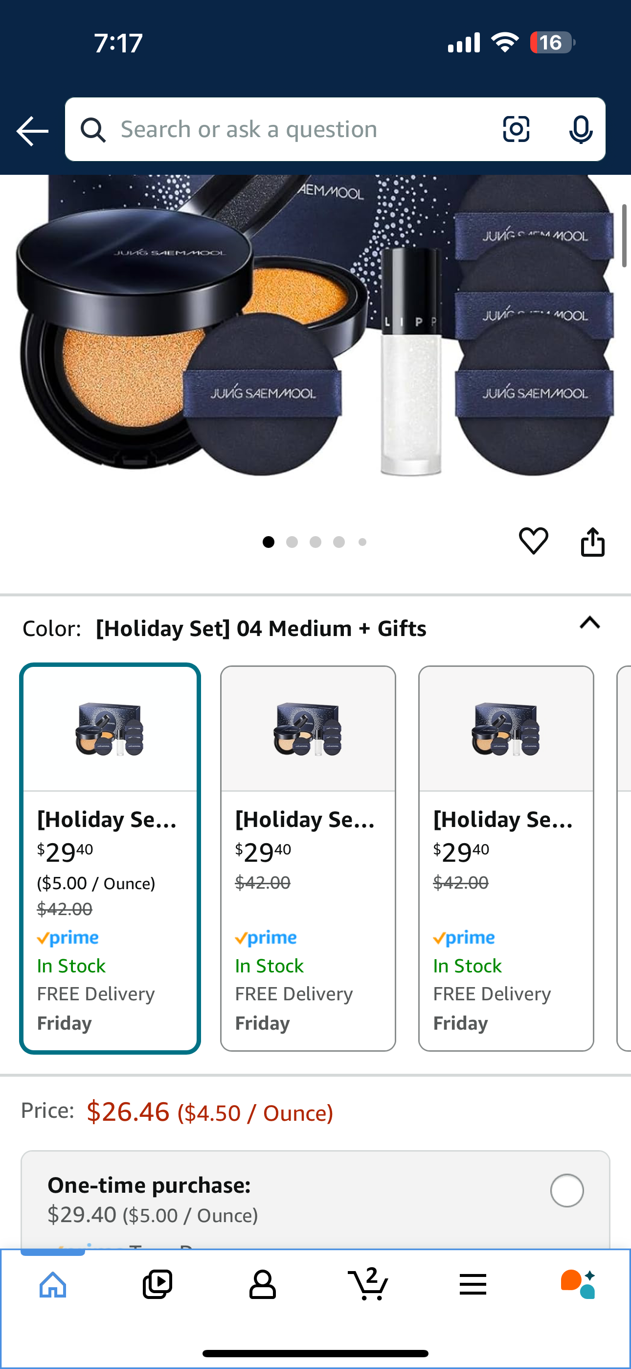 Essential Skin Nuder Cushion Special Set (Medium) | Nuder Cushion Navy Edition (Refill included) + Lip-Pression Glittering Topper (2g) + Navy Cushion Puffs (3pcs)