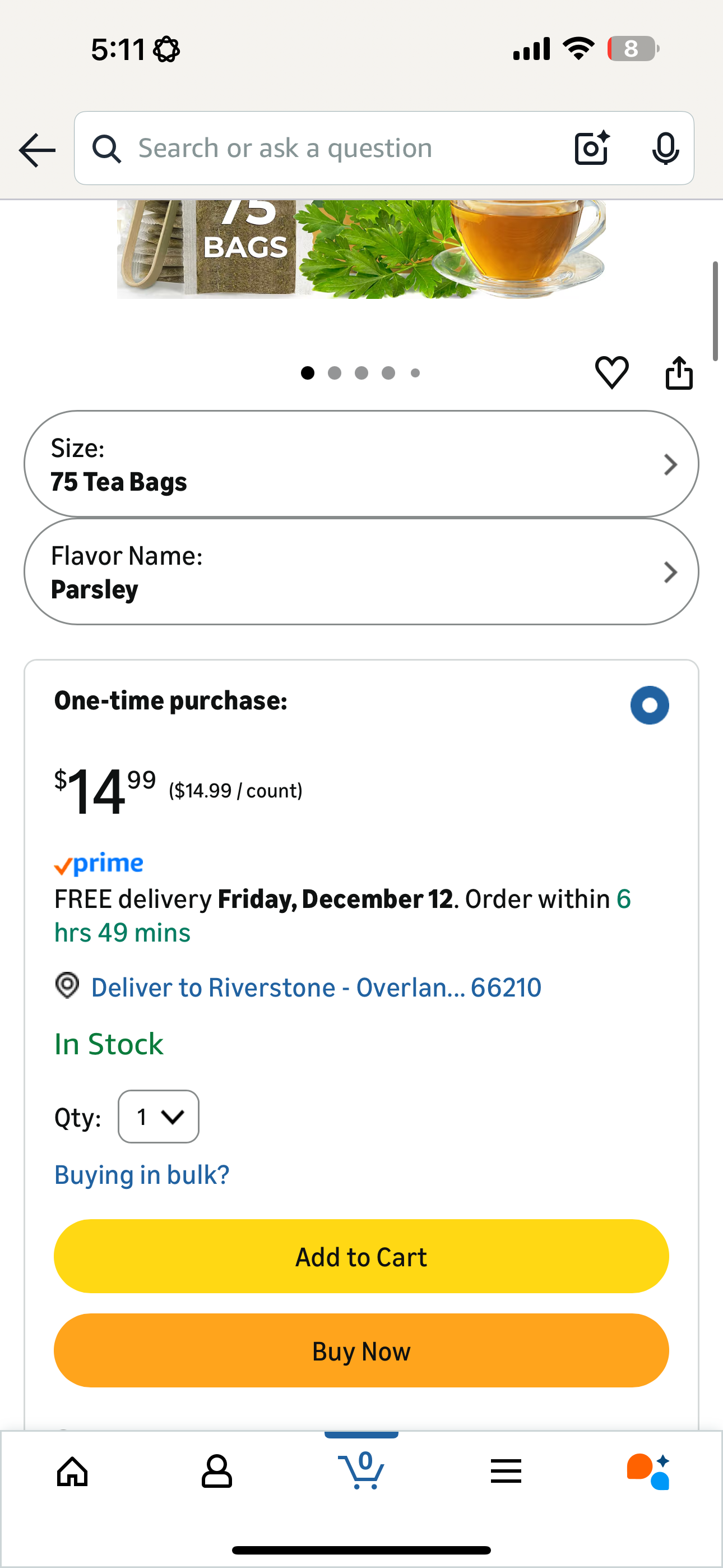 FreshDrinkUS, Premium 75 Parsley Leaf Tea Bags, 100% Natural & Pure from Parsley Leaves. Loose Leaf Parsley Herbal Tea. Made with Natural Material Tea Bags. No Sugar, No Caffeine, No Gluten, Vegan.