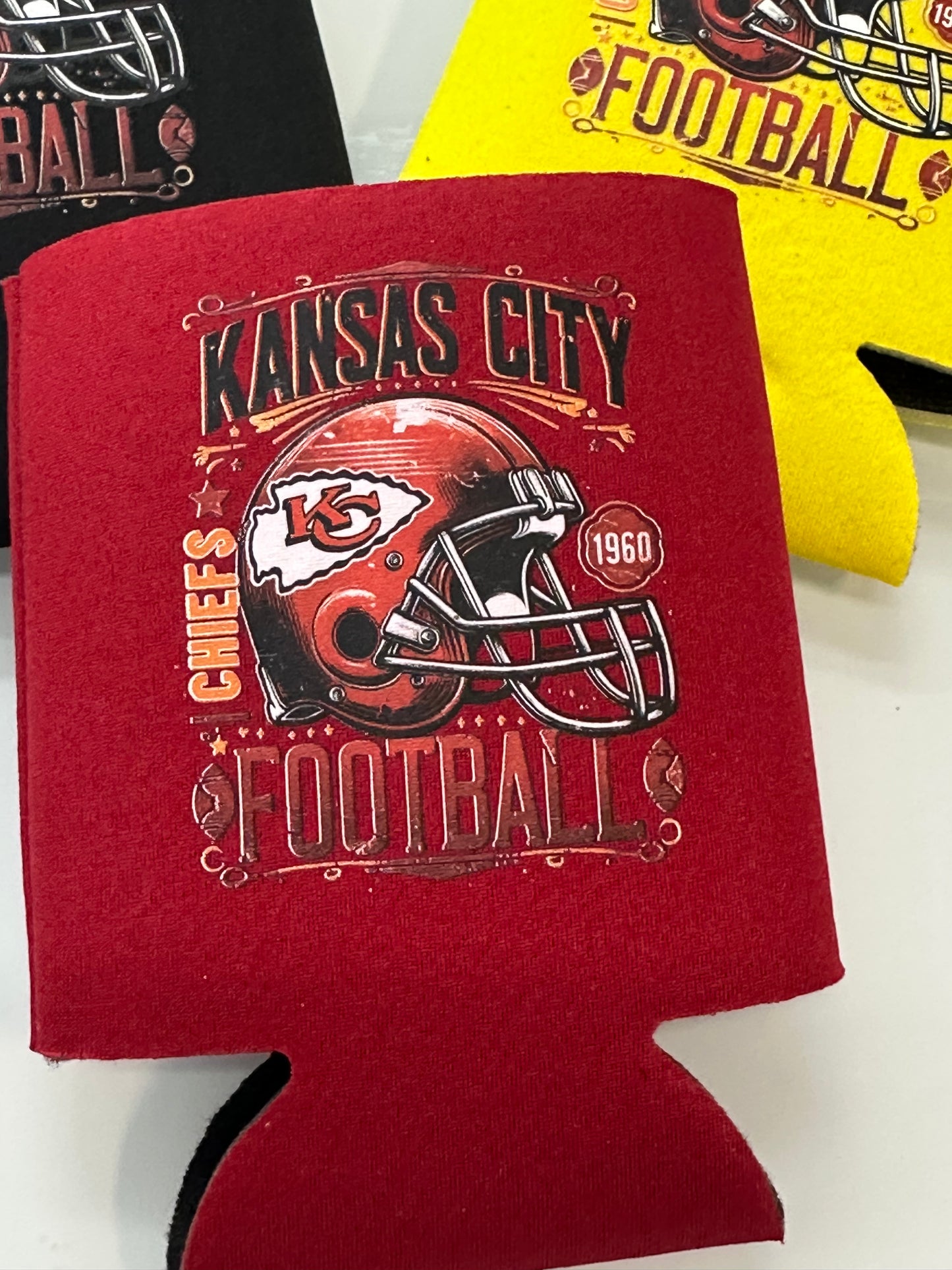3-Pack Kansas City Football 1960 Koozies (Black, Red, Gold)