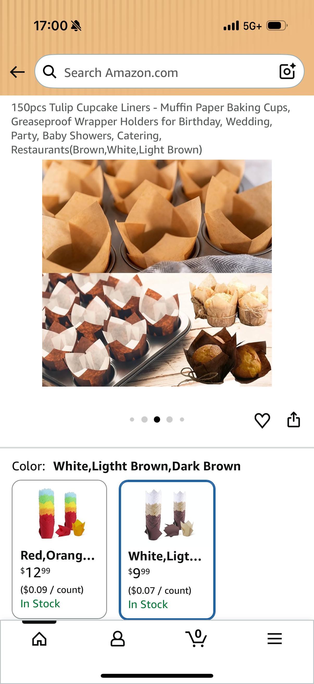 150pcs Tulip Cupcake Liners - Muffin Paper Baking Cups, Greaseproof Wrapper Holders for Birthday, Wedding, Party, Baby Showers, Catering, Restaurants(Brown,White,Light Brown)
