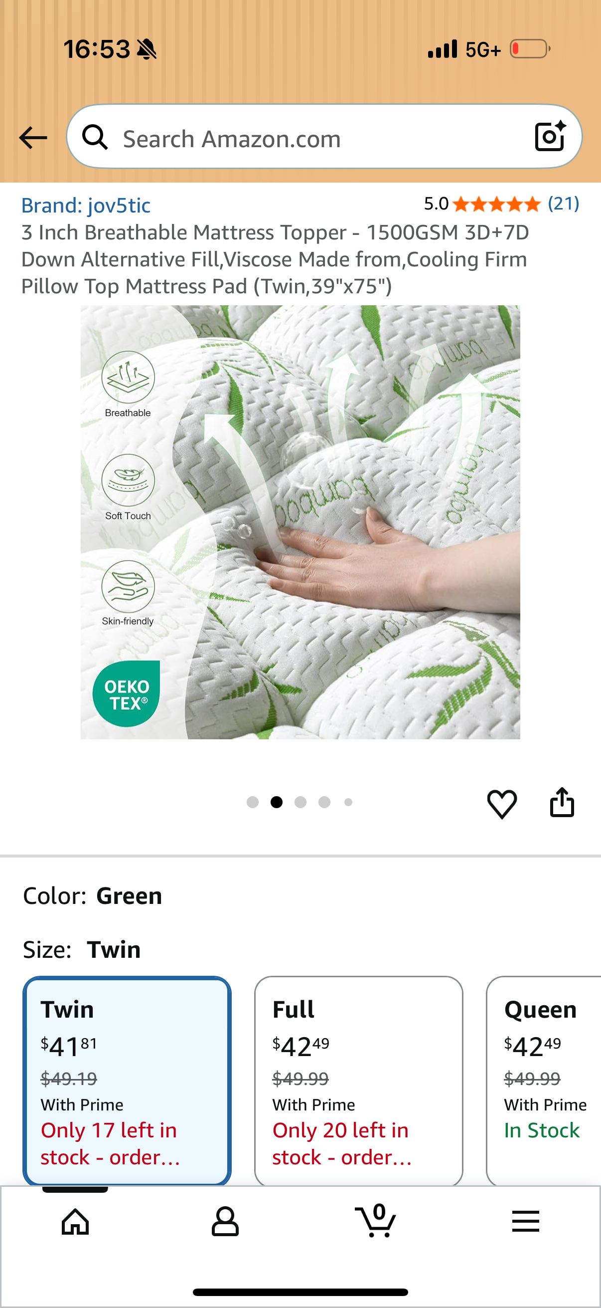 3 Inch Breathable Mattress Topper - 1500GSM 3D+7D Down Alternative Fill,Viscose Made from,Cooling Firm Pillow Top Mattress Pad (Twin,39"x75")