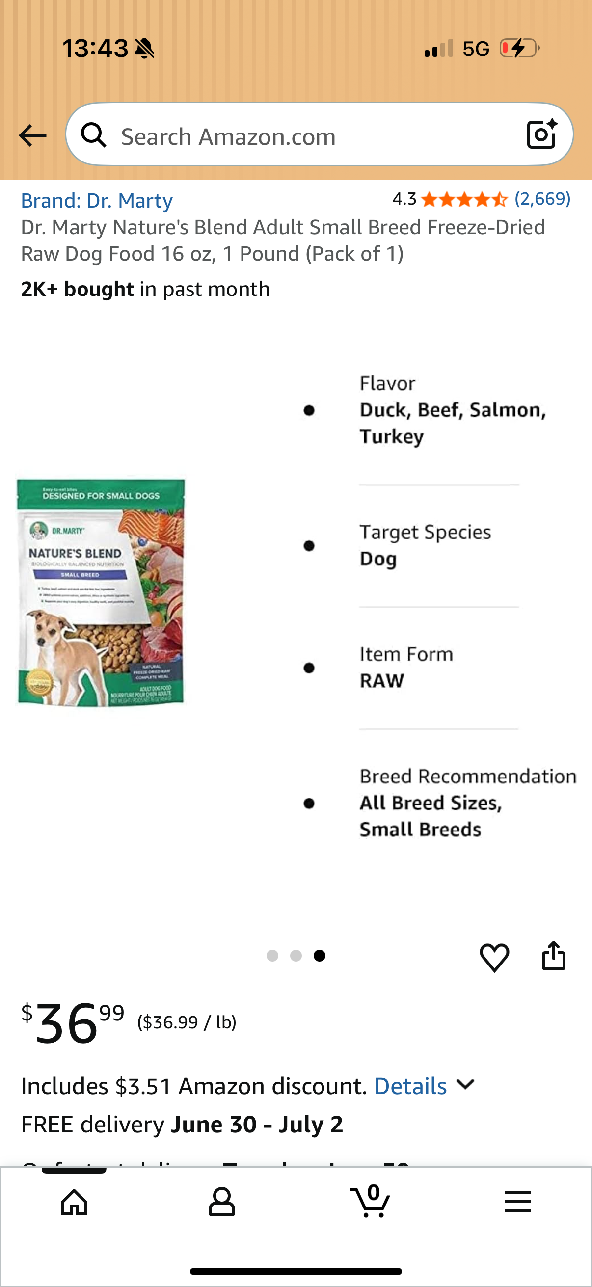 Dr. Marty Nature's Blend Adult Small Breed Freeze-Dried Raw Dog Food 16 oz, 1 Pound (Pack of 1) Best By: 10/26/2027