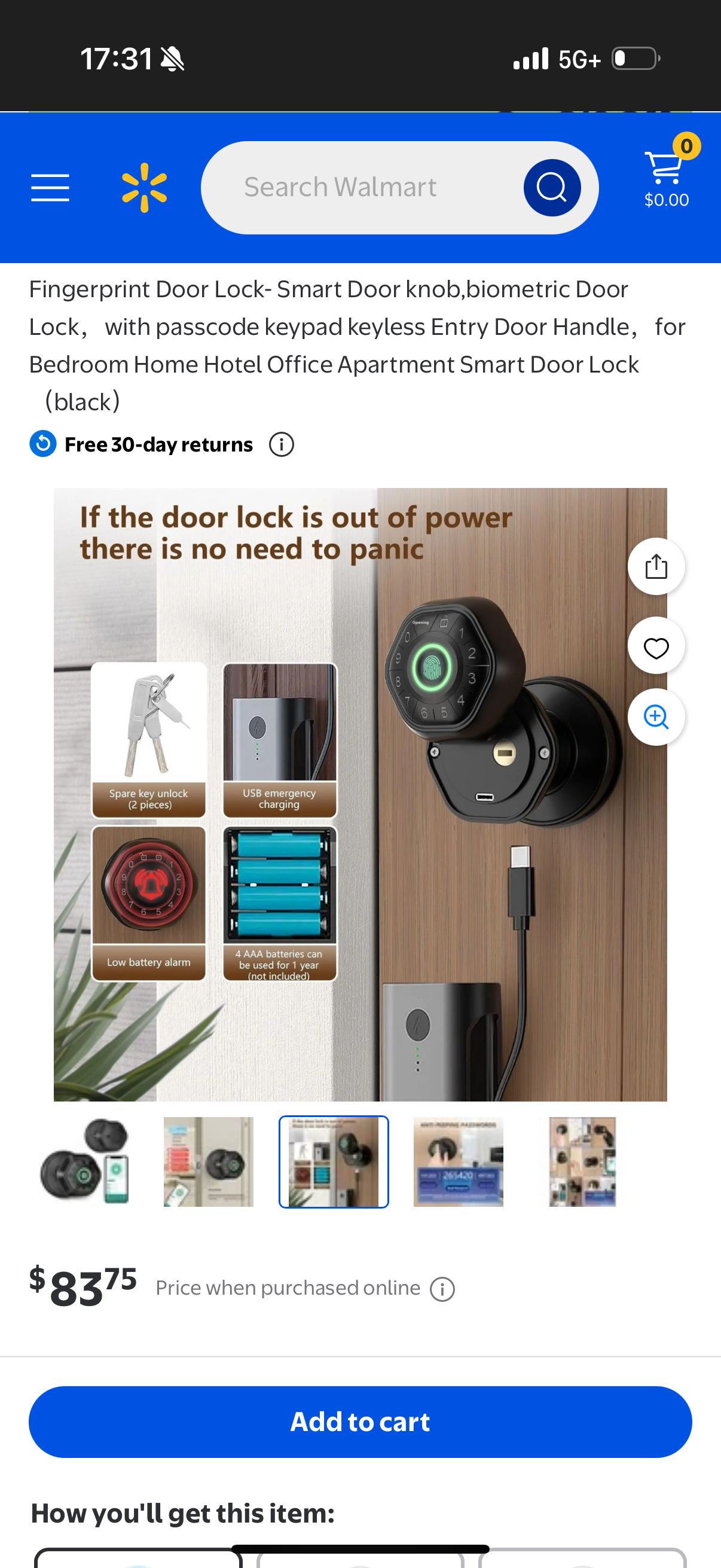 Fingerprint Door Lock- Smart Door knob,biometric Door Lock，with passcode keypad keyless Entry Door Handle，for Bedroom Home Hotel Office Apartment Smart Door Lock (black）