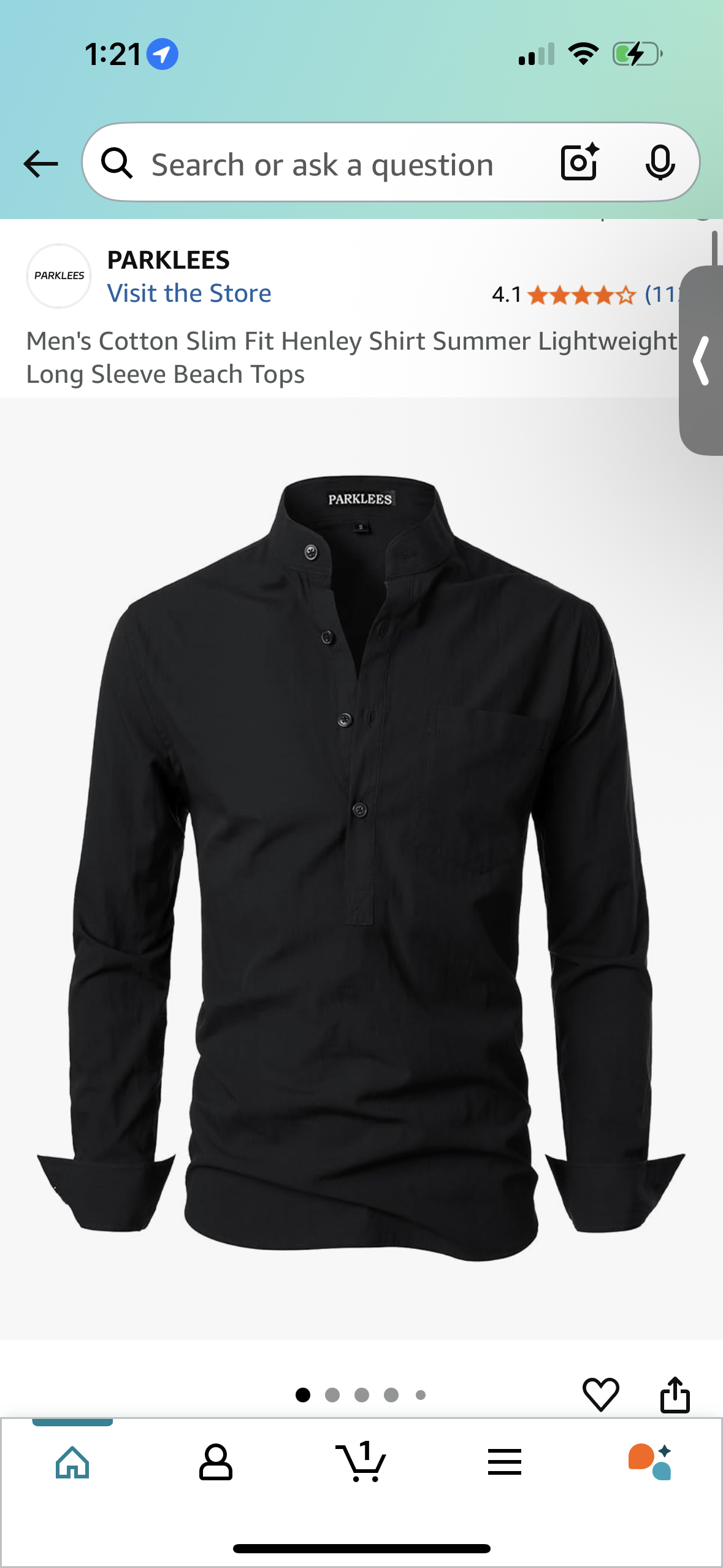 Men's Cotton Slim Fit Long Sleeve Shirt With Buttons (Size XL)