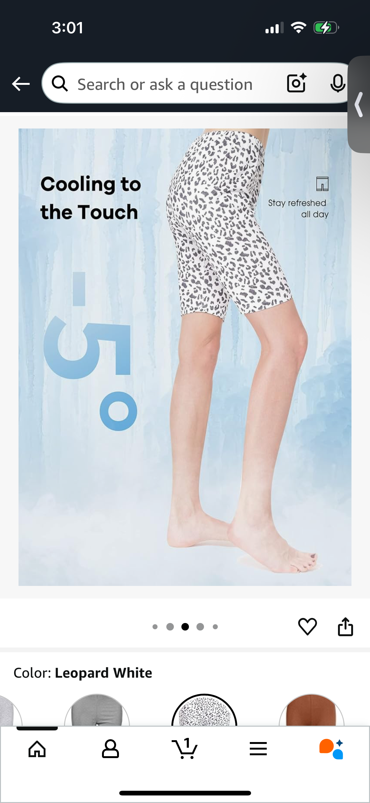 White Leopard Print Stretchy Summer Mid Thigh Legging (Size Small)