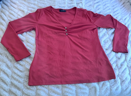 Women's V Neck 3/4 Sleeve Top, Casual Basic Tees (Size 2XL)