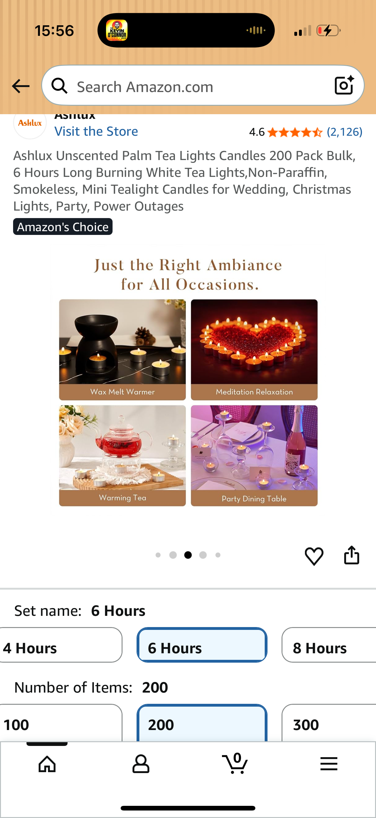 Ashlux Unscented Palm Tea Lights Candles 200 Pack Bulk, 6 Hours Long Burning White Tea Lights,Non-Paraffin, Smokeless, Mini Tealight Candles for Wedding, Christmas Lights, Party, Power Outages