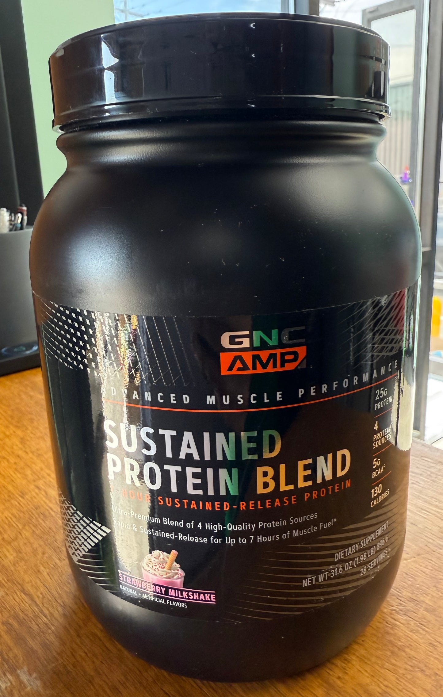 GNC AMP Sustained Protein Blend, Strawberry Milkshake BB: 7/31/2027