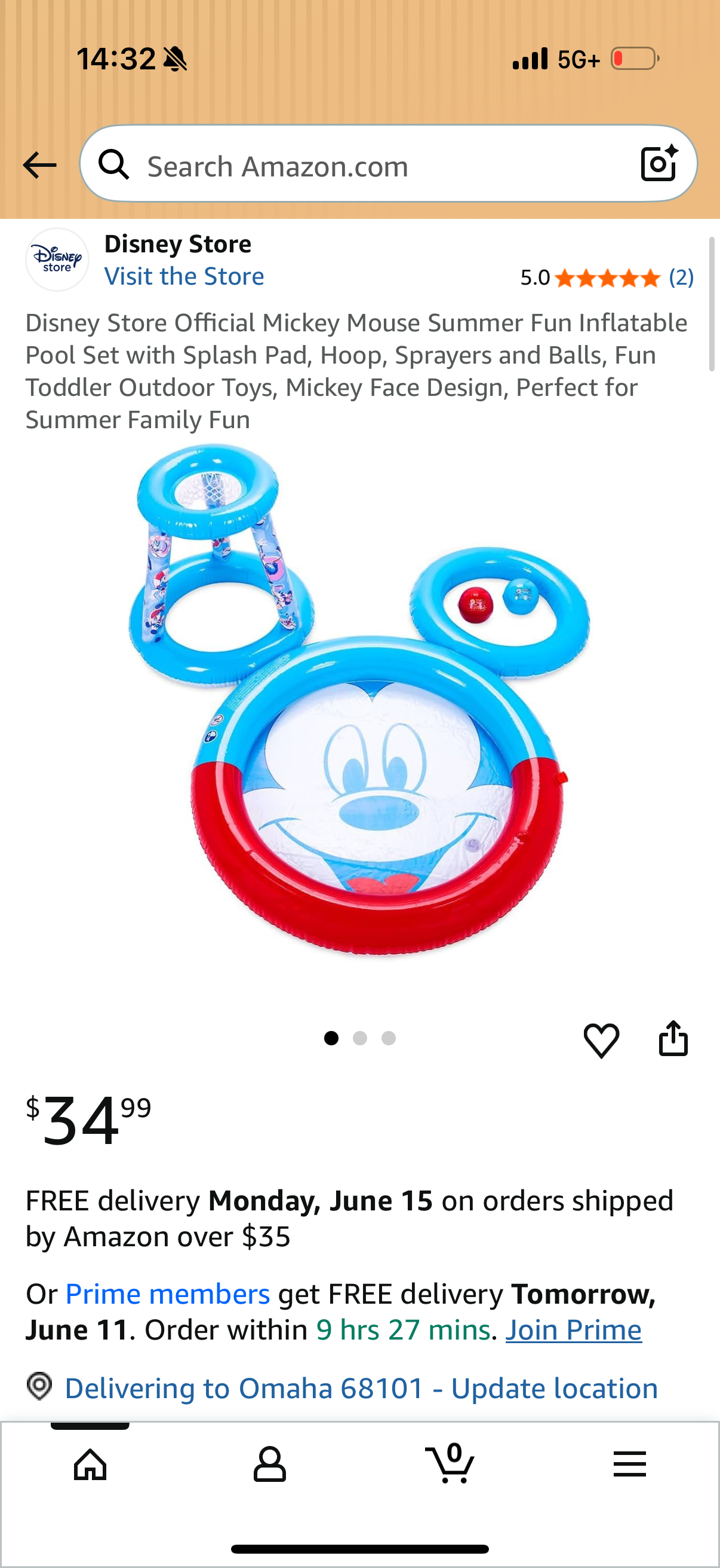 Disney Store Official Mickey Mouse Summer Fun Inflatable Pool Set with Splash Pad, Hoop, Sprayers and Balls, Fun Toddler Outdoor Toys, Mickey Face Design, Perfect for Summer Family Fun