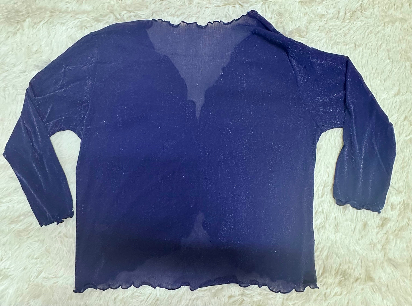 Women's Elegant 3/4 Sleeve Sheer Front Mesh Cardigan Crop Top (Size XL)