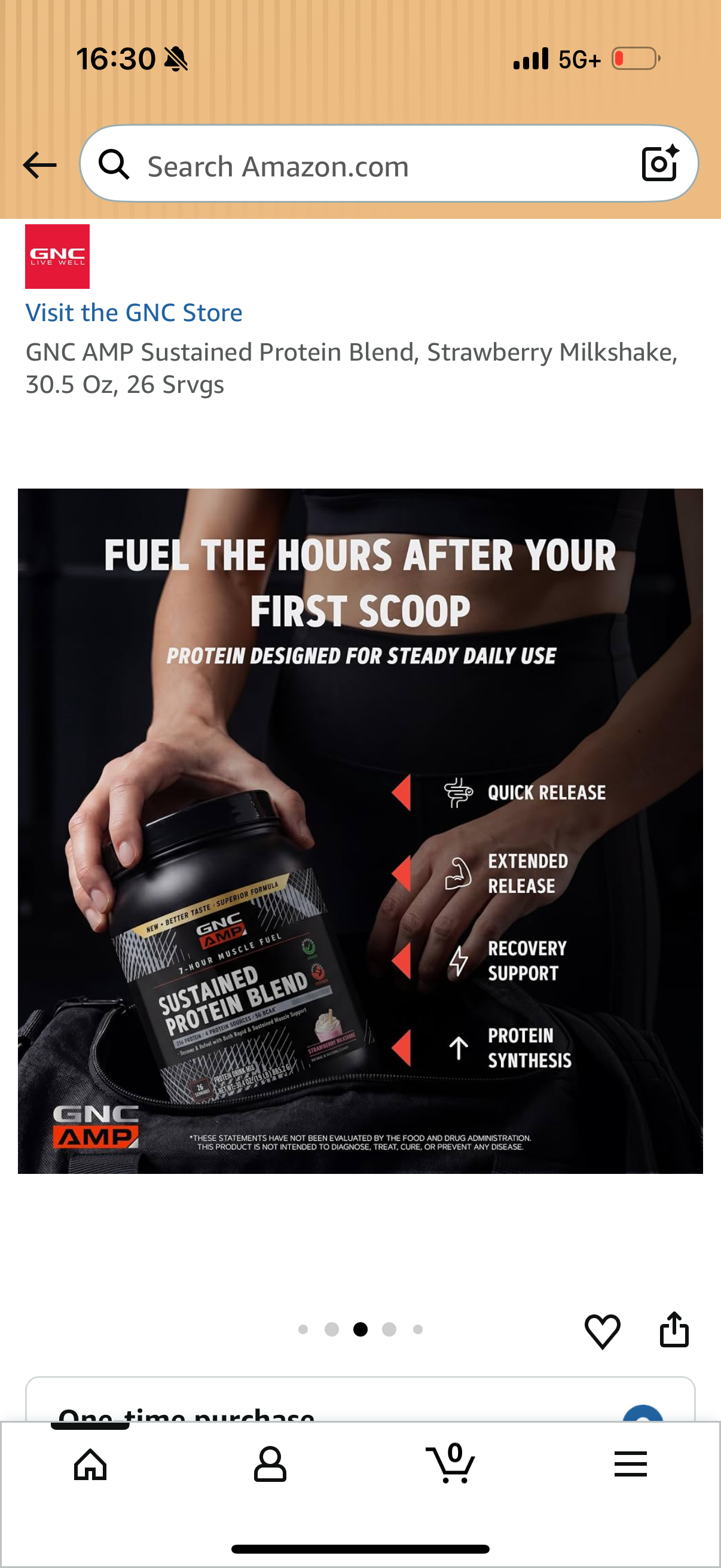 GNC AMP Sustained Protein Blend, Strawberry Milkshake BB: 7/31/2027