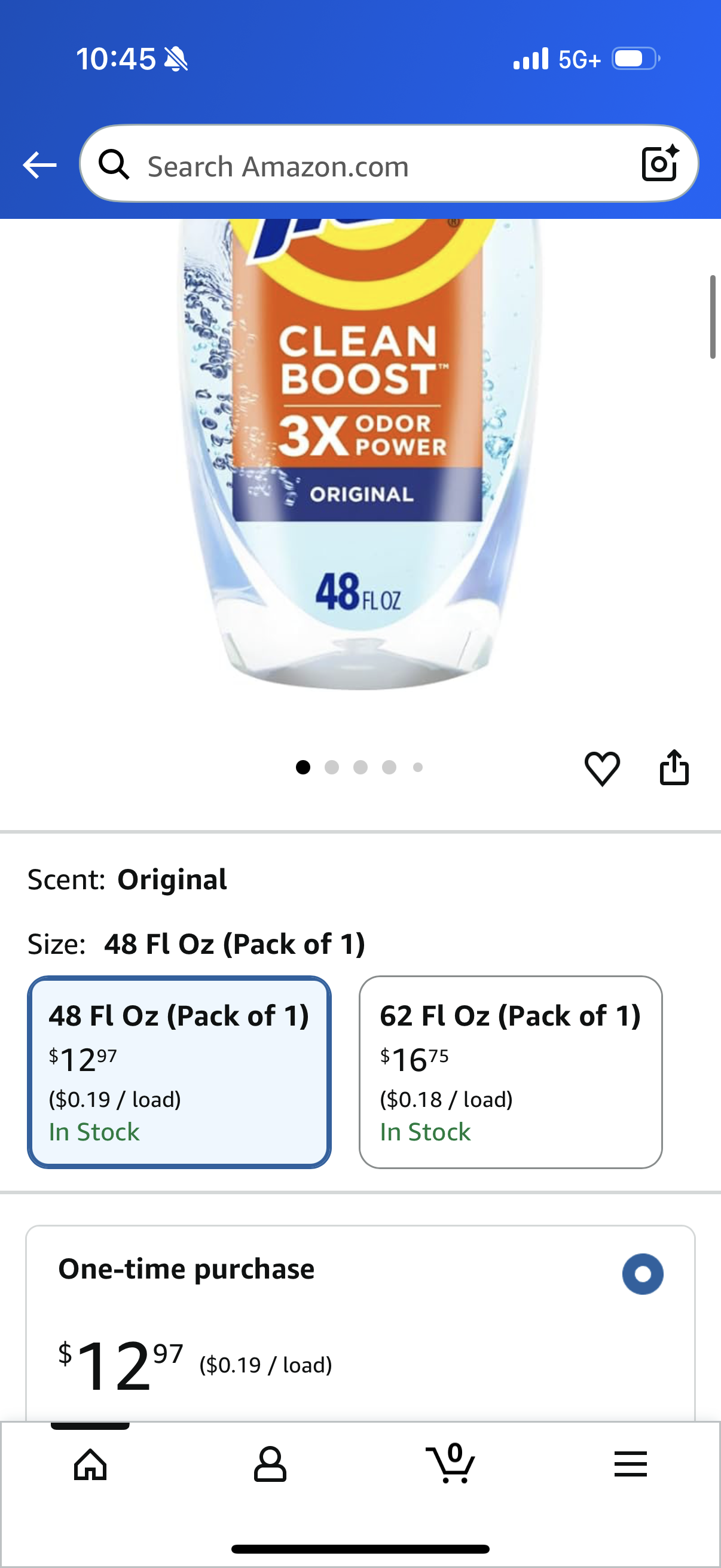 Tide Deep Cleansing Fabric Rinse with 3X Odor Power, Original Scent, 48 oz