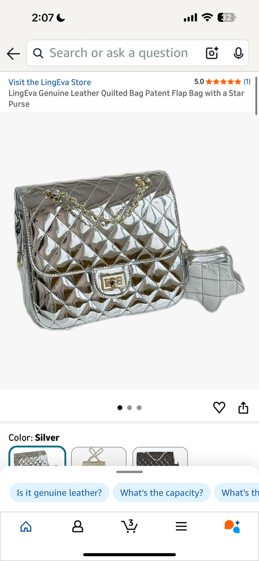 LingEva Genuine Leather Quilted Bag Patent Flap Bag with a Star Purse