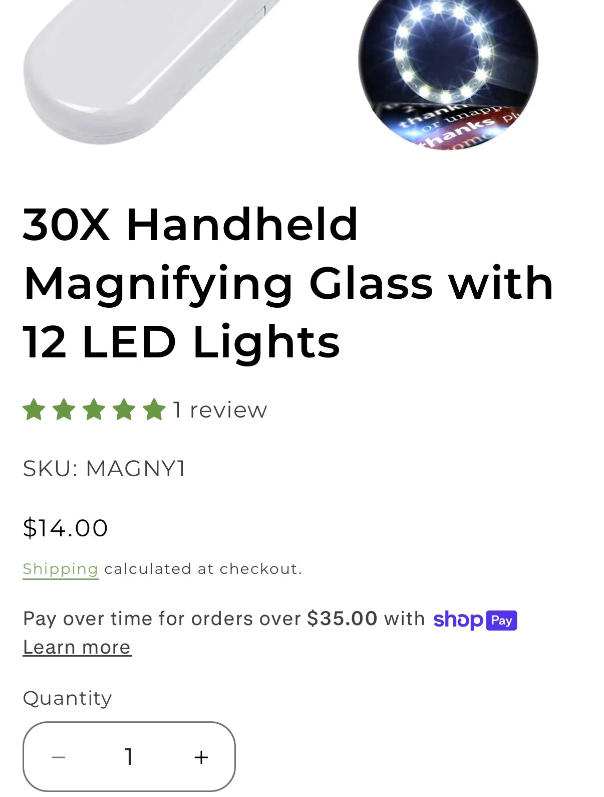 30X Handheld Magnifying Glass with 12 LED Lights