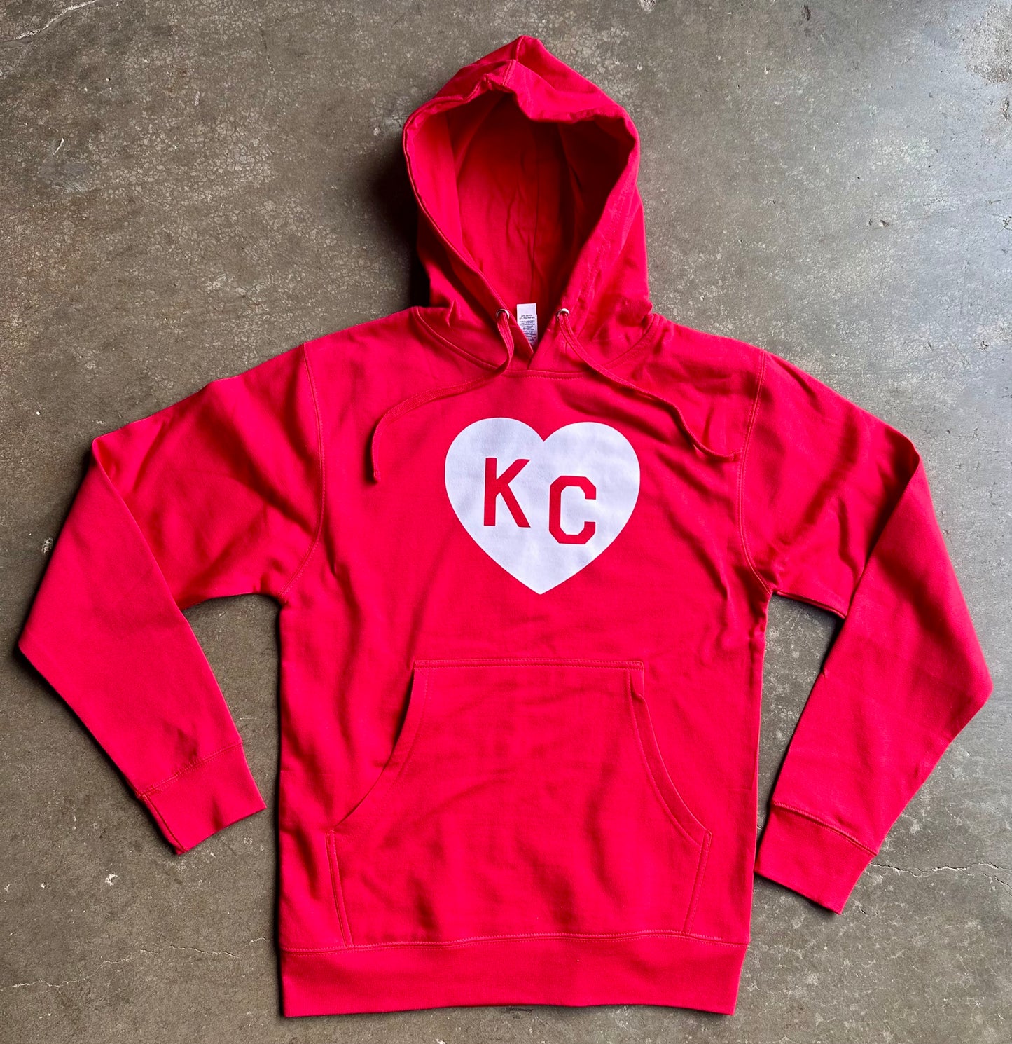 White KC Heart - Kansas City Hooded Sweatshirt (Red)