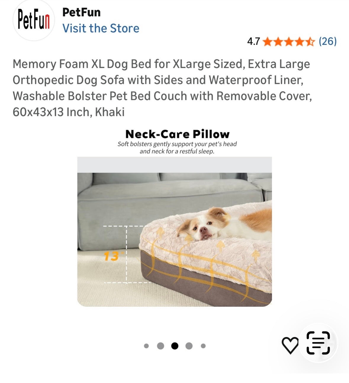 XL Orthopedic Memory Foam Dog Bed, 60”x43”x13” (R881)