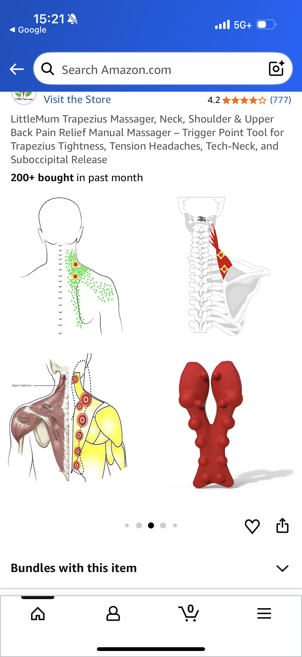 Trapezius Massager, Neck, Shoulder & Upper Back Pain Relief Manual Massager - Trigger Point Tool for Trapezius Tightness, Tension Headaches, Tech-Neck, and Suboccipital Release