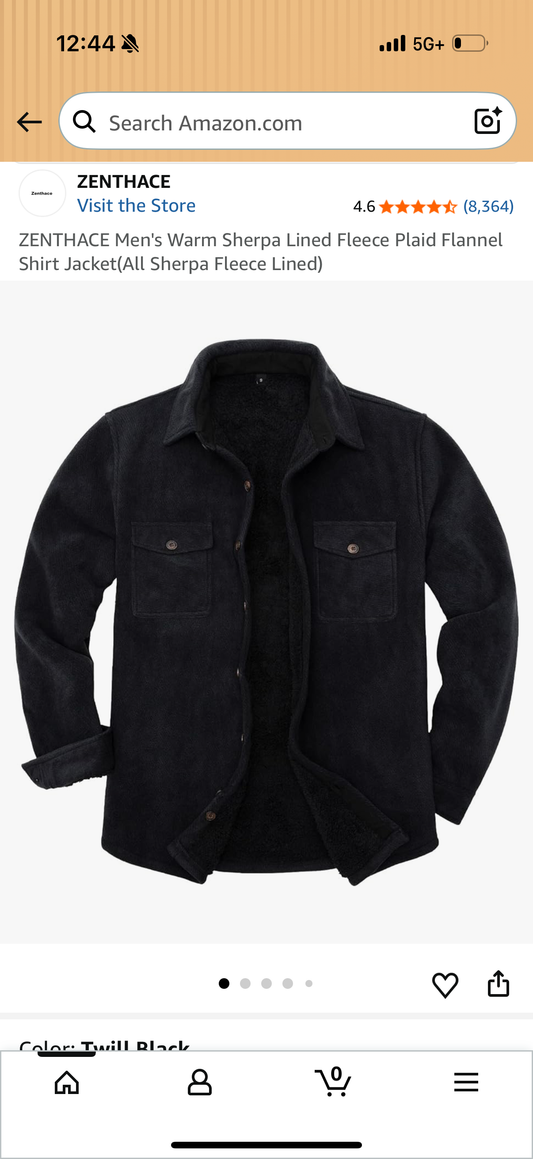 Men's Warm Sherpa Lined Fleece Plaid Flannel Shirt Jacket(All Sherpa Fleece Lined) Large