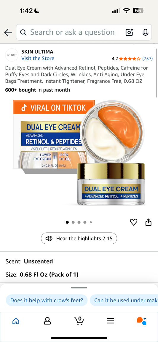 Dual Eye Cream With Advanced Retinol
