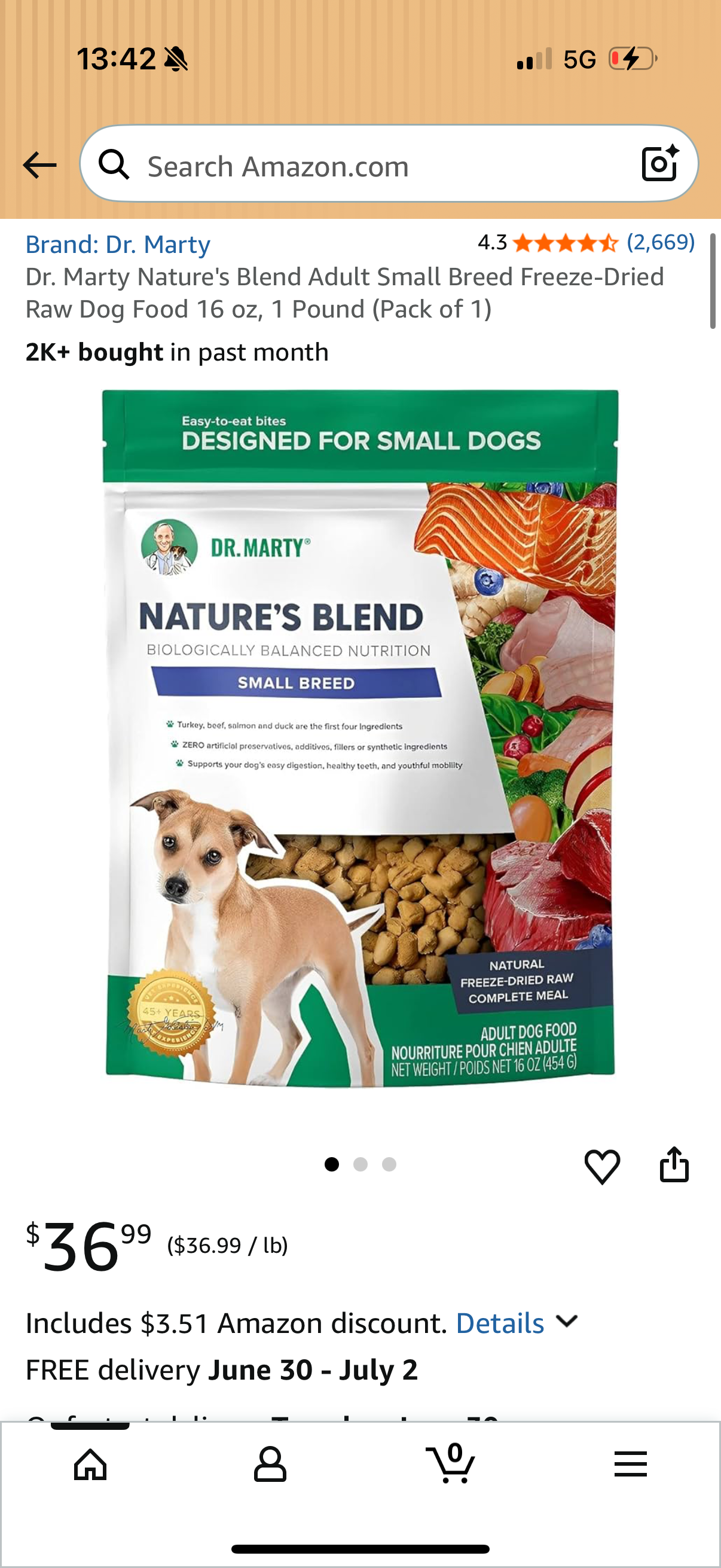 Dr. Marty Nature's Blend Adult Small Breed Freeze-Dried Raw Dog Food 16 oz, 1 Pound (Pack of 1) Best By: 10/26/2027