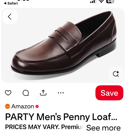 PARTY Men's Penny Loafer Shoes - Genuine Leather, Classic Formal Loafer for Business and Casual Wear, Black, Size 8.5