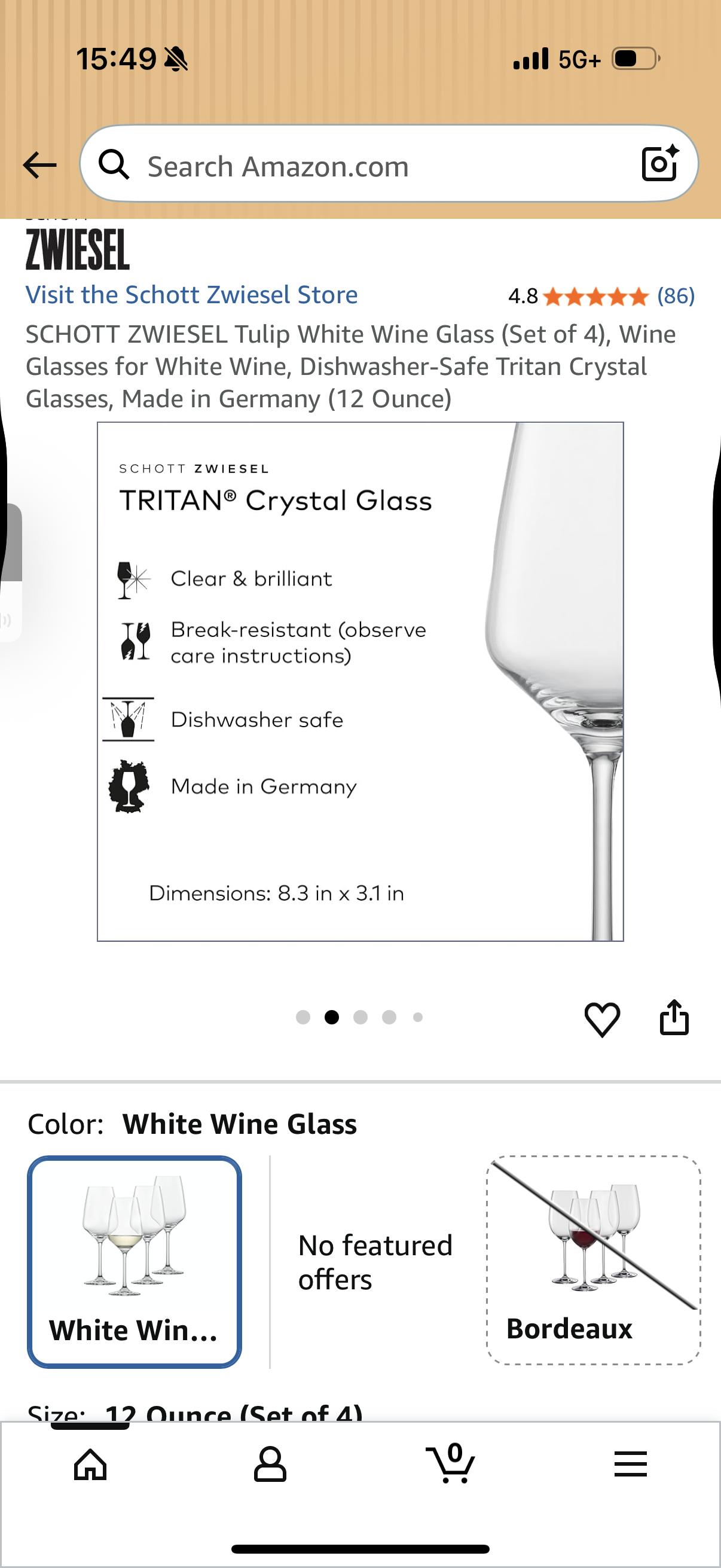 Tulip White Wine Glass (Set of 4), Wine Glasses for White Wine, Dishwasher-Safe Tritan Crystal Glasses, Made in Germany (12 Ounce)