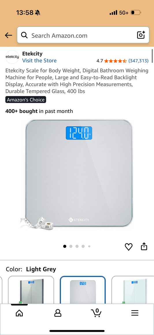 Etekcity Scale for Body Weight, Digital Bathroom Weighing Machine for People, Large and Easy-to-Read Backlight Display, Accurate with High Precision Measurements, Durable Tempered Glass, 400 lbs