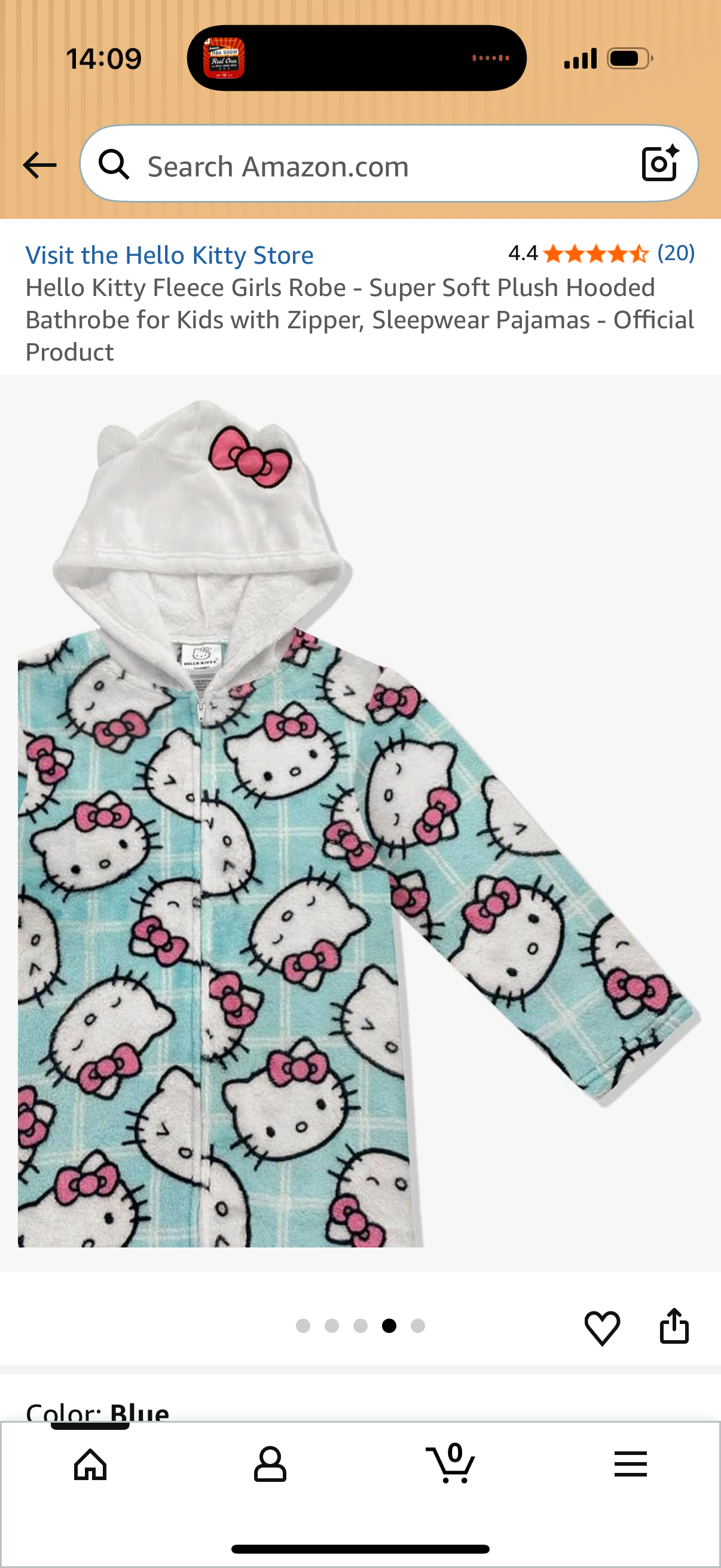 Hello Kitty Fleece Girls Robe - Super Soft Plush Hooded Bathrobe for Kids with Zipper, Sleepwear Pajamas, Size 10