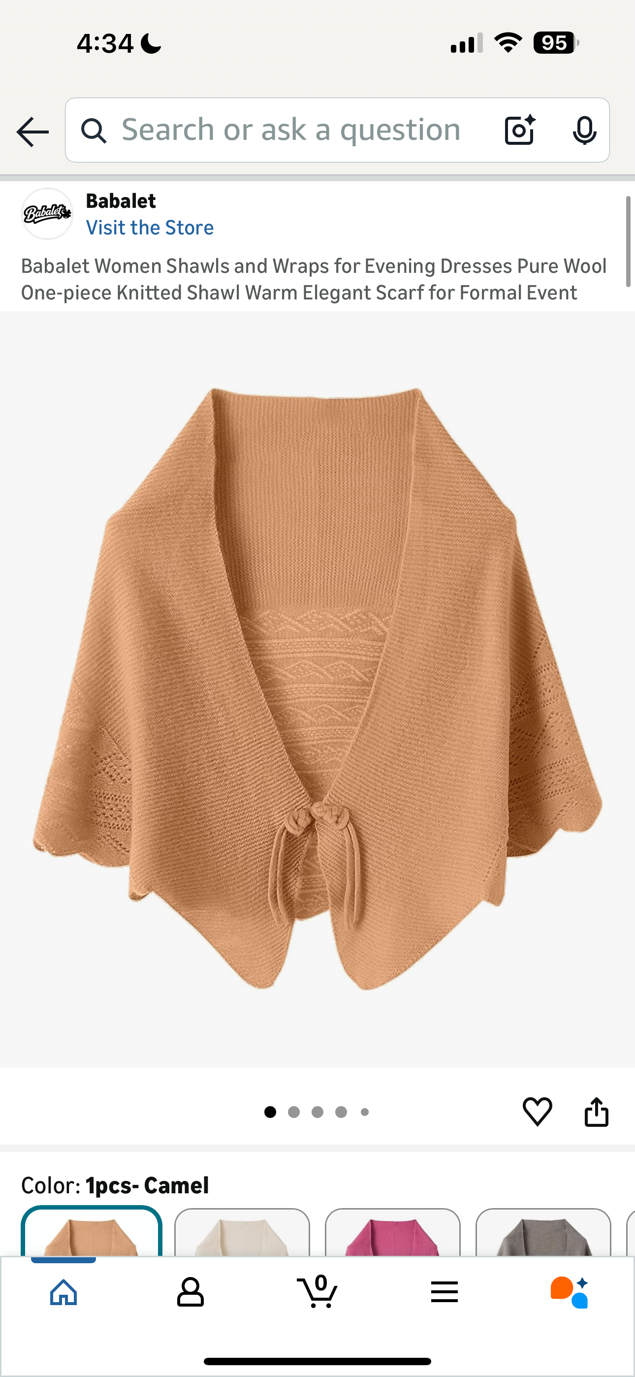 Shawl/Wrap For Evening Dresses Pure Wool, Camel Color