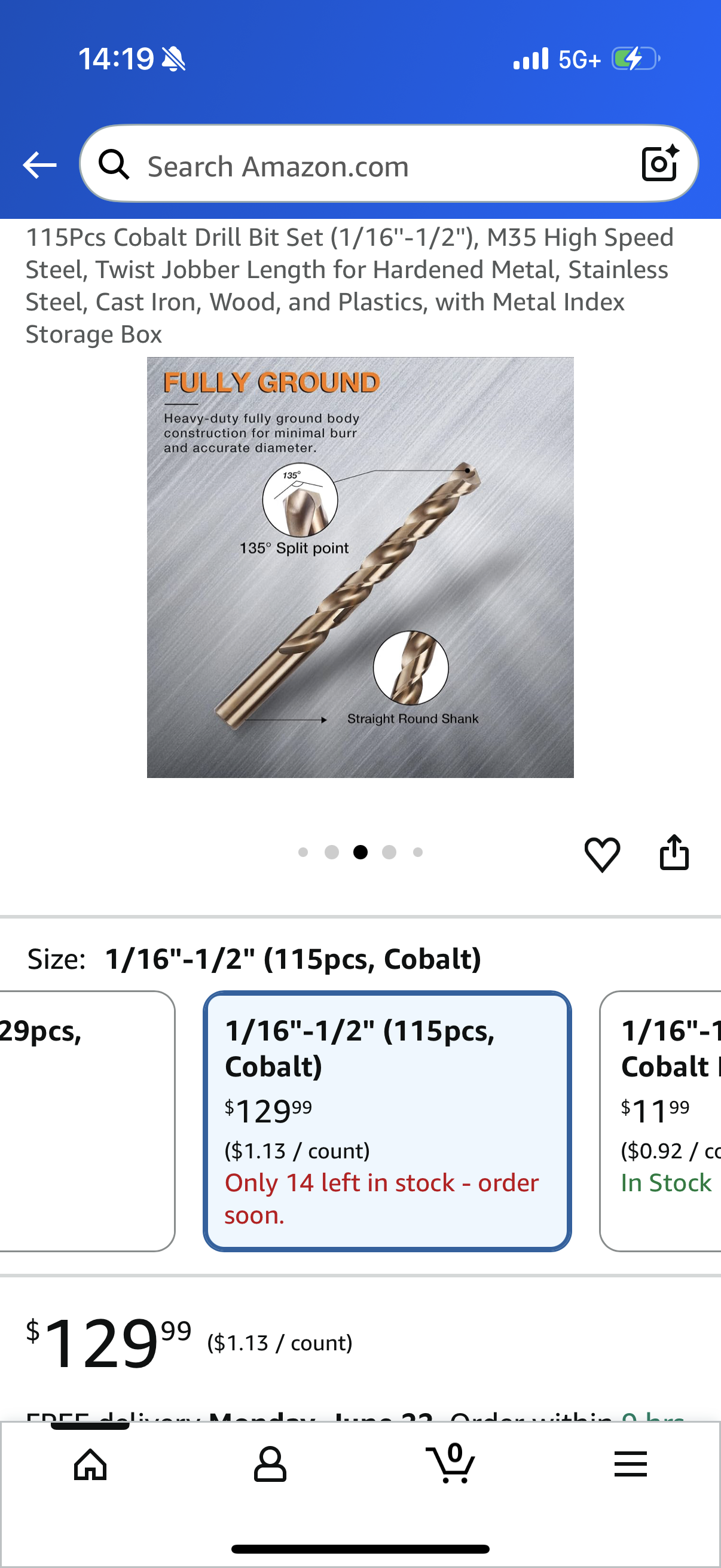 115Pcs Cobalt Drill Bit Set (1/16''-1/2''), M35 High Speed Steel, Twist Jobber Length for Hardened Metal, Stainless Steel, Cast Iron, Wood, and Plastics, with Metal Index Storage Box