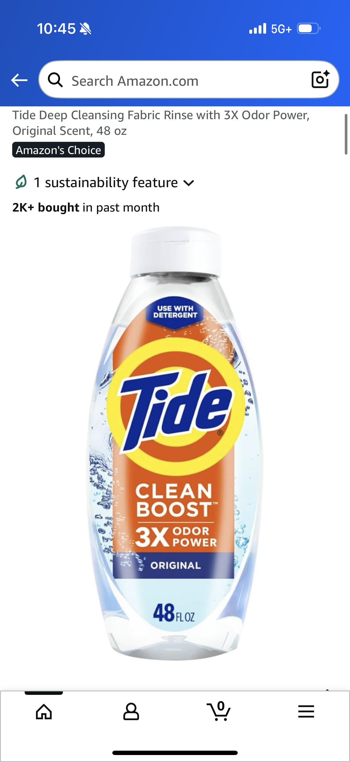 Tide Deep Cleansing Fabric Rinse with 3X Odor Power, Original Scent, 48 oz