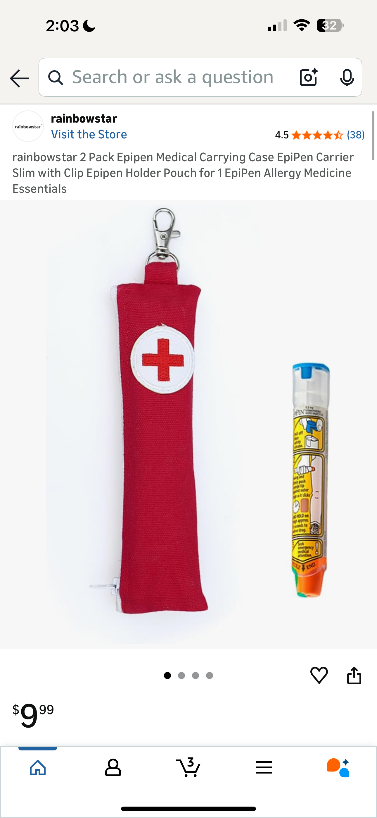 rainbowstar 2 Pack Epipen Medical Carrying Case EpiPen Carrier Slim with Clip Epipen Holder Pouch for 1 EpiPen Allergy Medicine Essentials