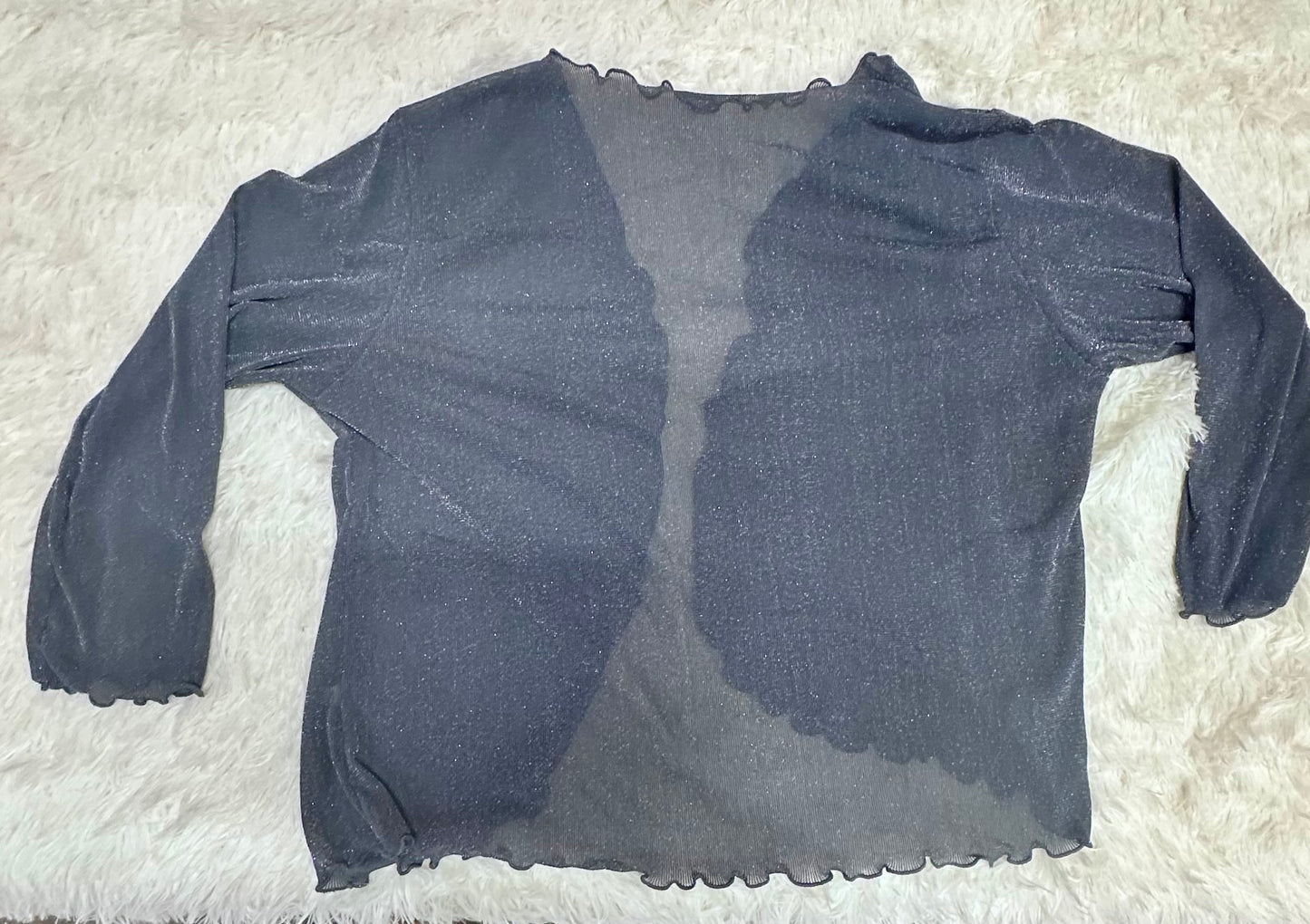 Women's Dark Gray Glittery Mesh Crop Top (SizeXL)