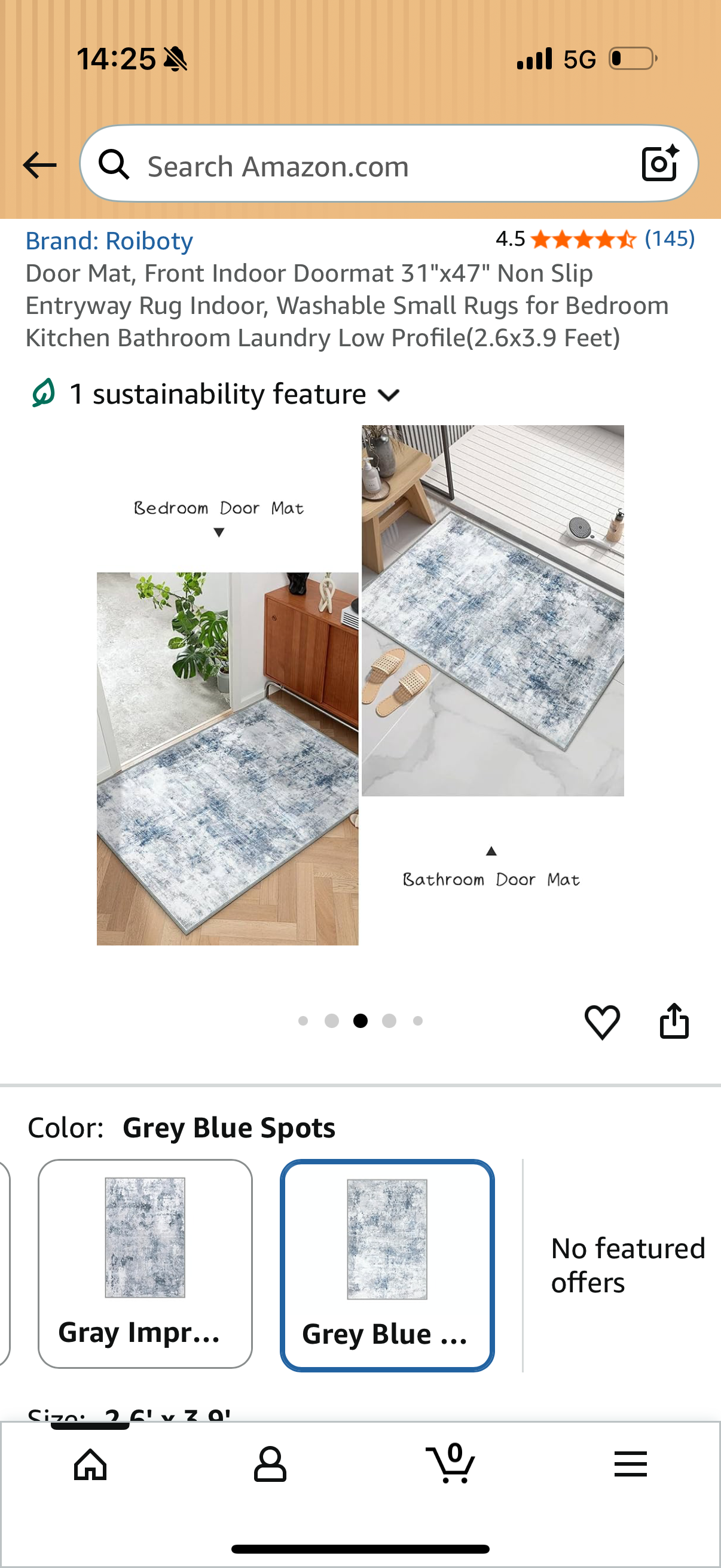 Door Mat, Front Indoor Doormat 31"x47" Non Slip Entryway Rug Indoor, Washable Small Rugs for Bedroom Kitchen Bathroom Laundry Low Profile(2.6x3.9 Feet)